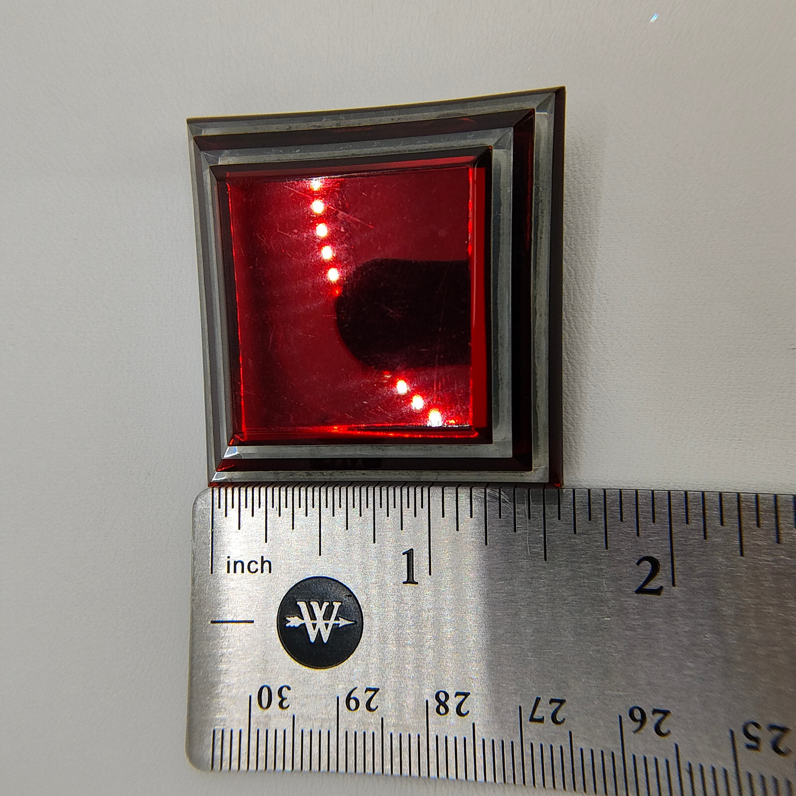 Vintage Minimalist Brooch Pin Red Layered Square Plastic Abstract Unique Signed