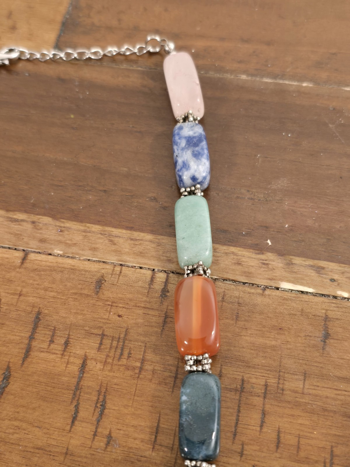 Vintage Necklace Rose Quartz Jade Tigers Eye Estate Fine Jewelry Pre-Owned Stone