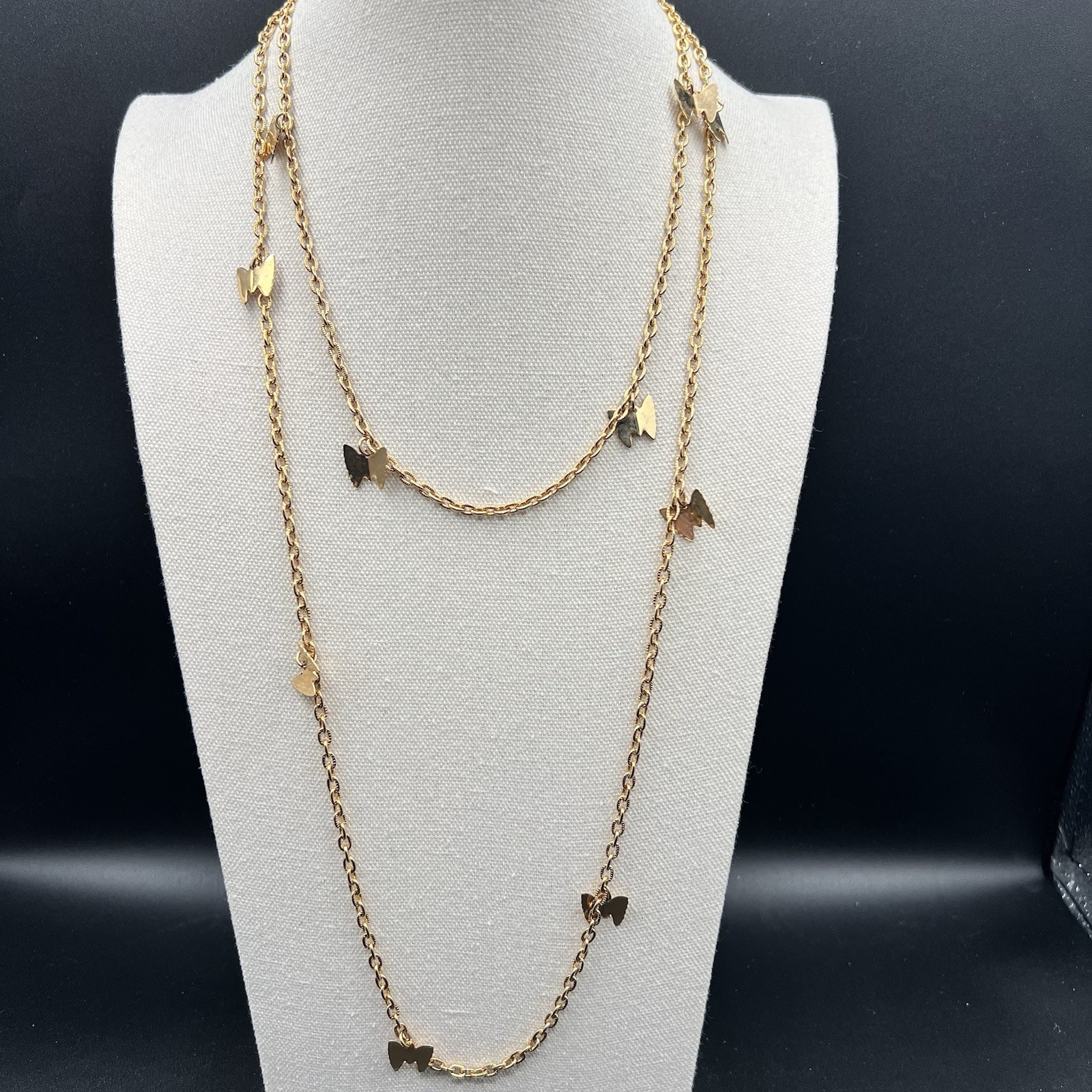 Sarah Coventry Butterfly Necklace Convertible Layered Gold Tone Opera 33″ + 20″