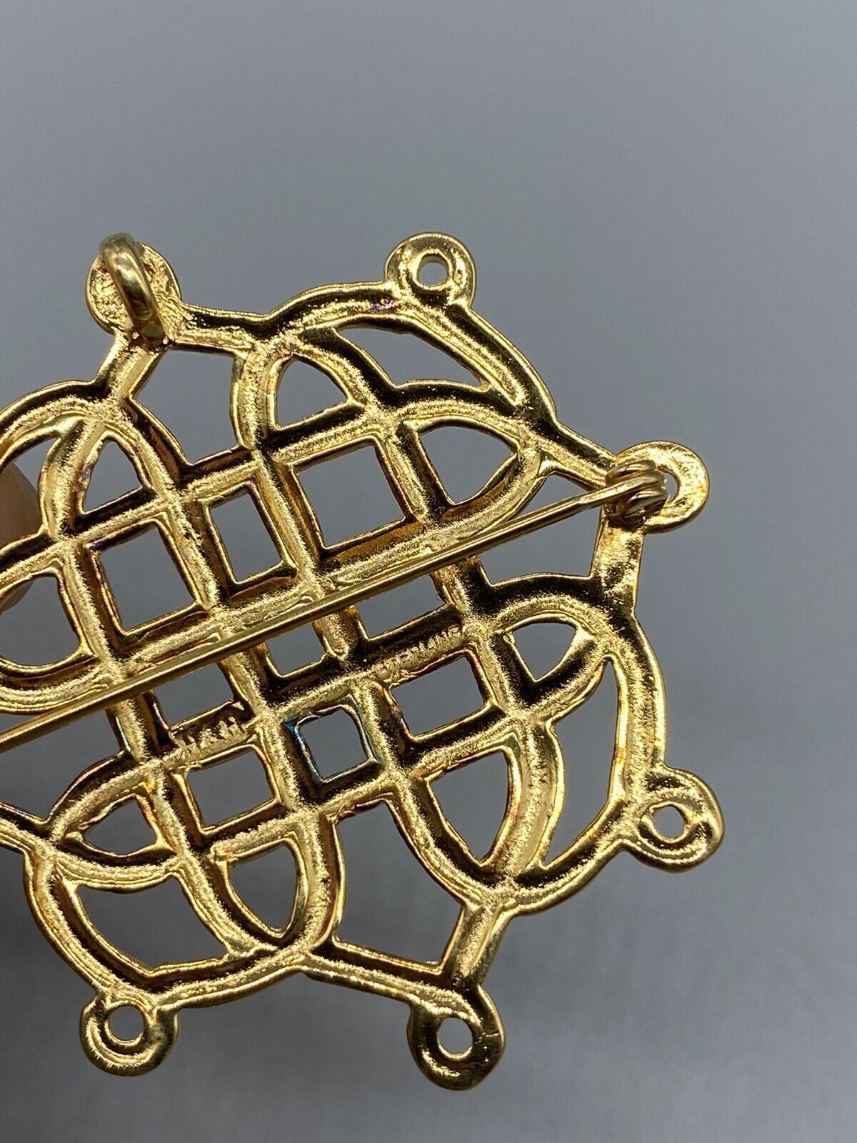 VTG H & H Sterling Gold Plated Celtic Knot Brooch Pin Pendant Hand and Hammer