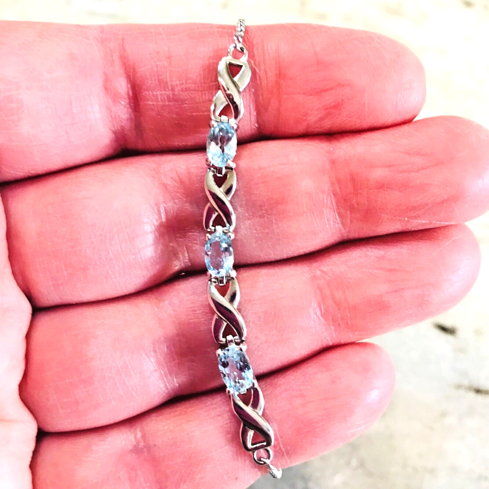 Blue Topaz Bracelet Sterling Silver 925 Slider Dee Berkeley DBJ TH Adj. 9+”