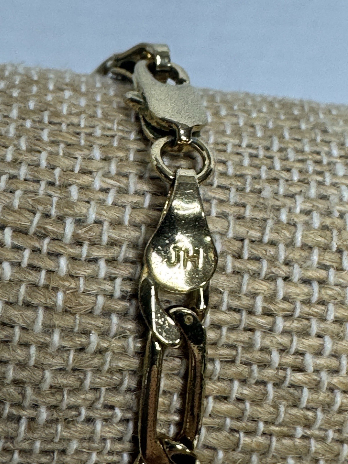 Bright Gold tone Figaro Link Chain Necklace Stamped / Marked JH 23 1/2″L