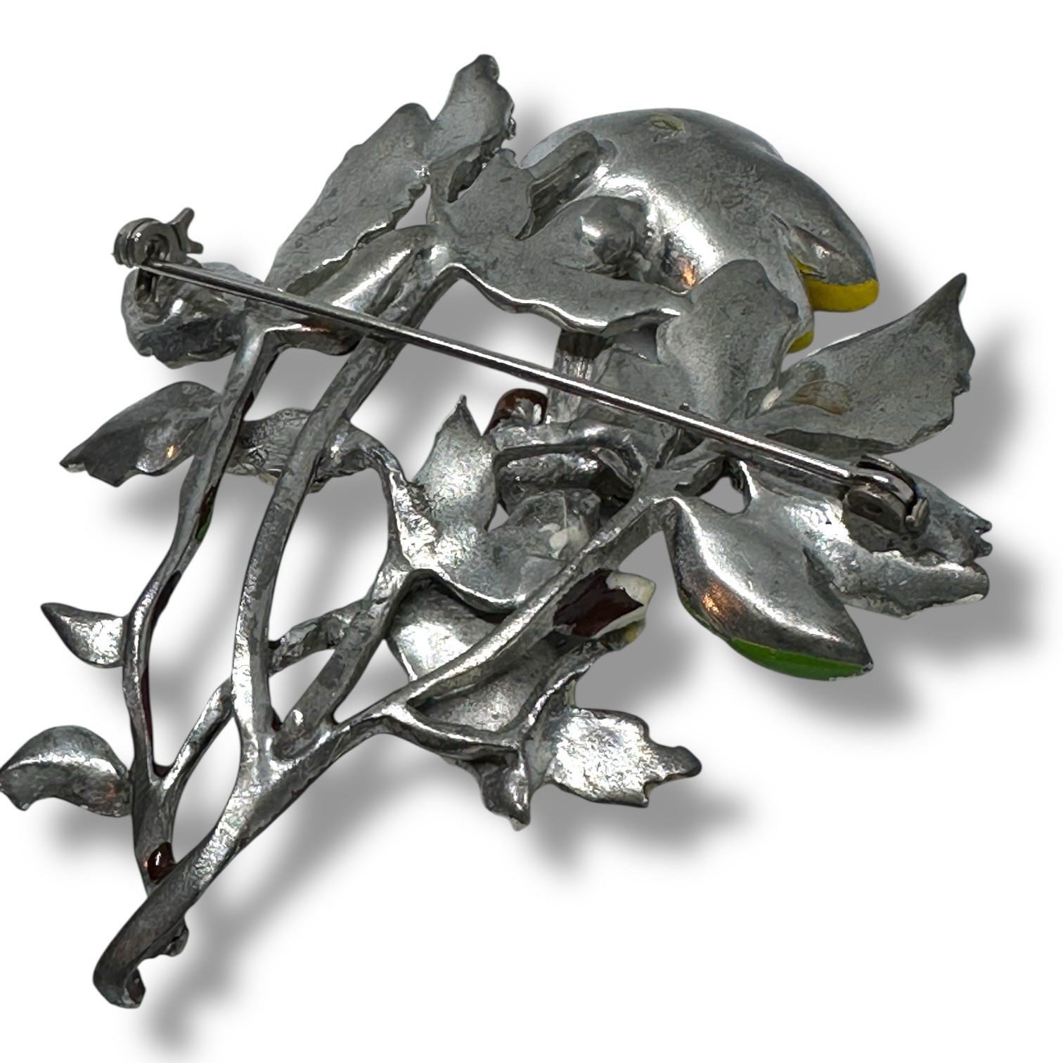 Bird Brooch Vintage 1940s Figural Rhinestone Statement Brooch Pin 2 3/4 Inches