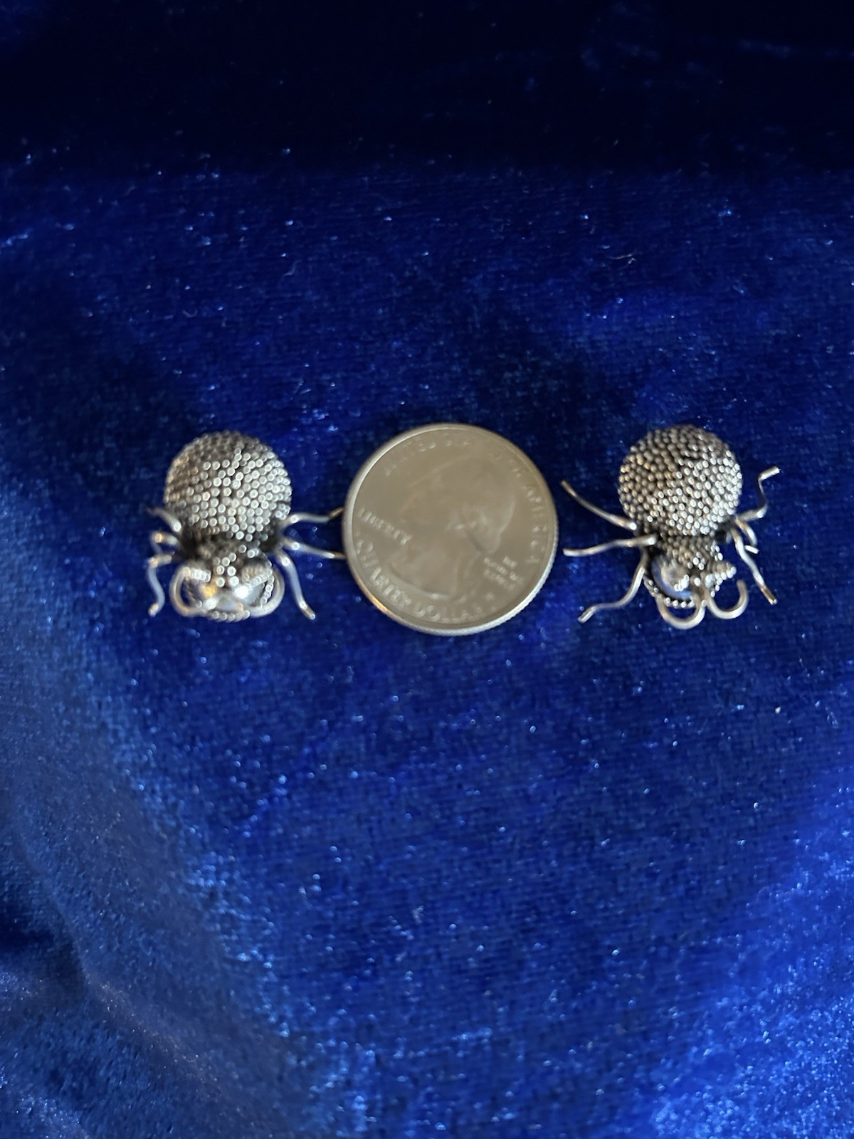 Vintage Sterling Silver Handmade Beetle Brooch/pins 2 Great Detail Nice Work