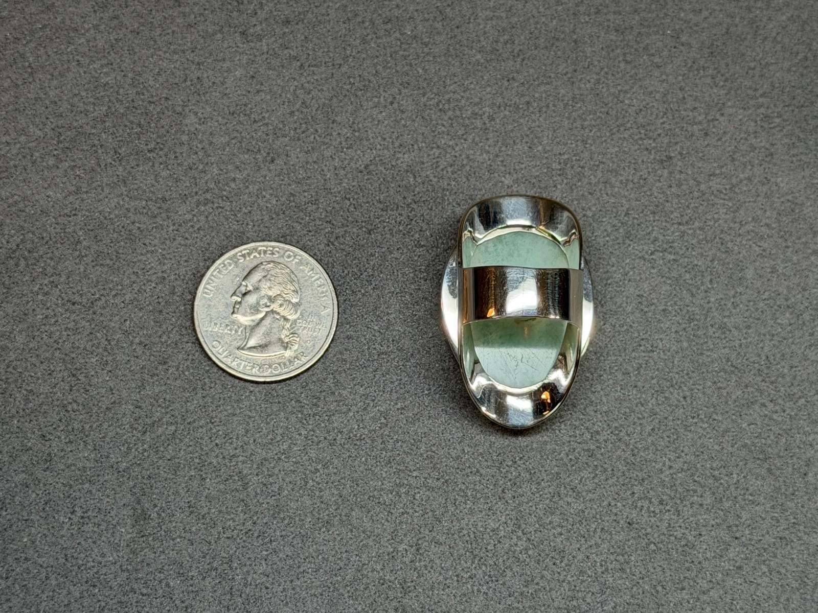 DOMINIQUE DINOUART DDD Mexico 925 Silver Large Cabochon Amazonite Ring Size 7.5