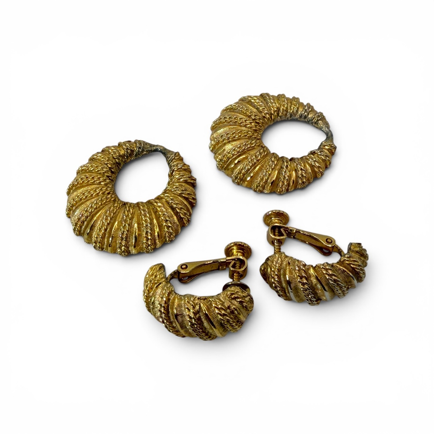 Vintage Napier Convertible Gold Tone Clip Earrings Hoop Door Knocker Signed
