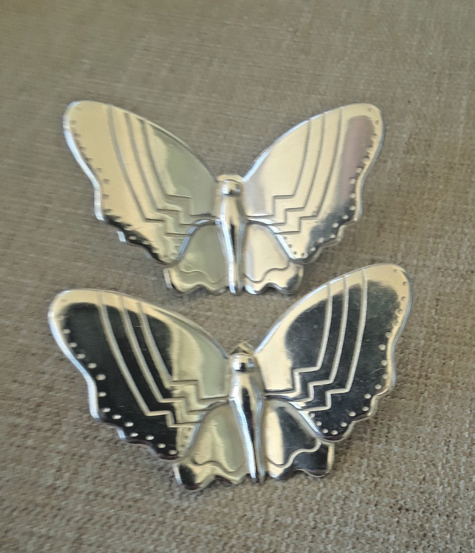 Vintage Sterling Silver Large Butterfly Stud Earrings About 1-3/4″ by 1″