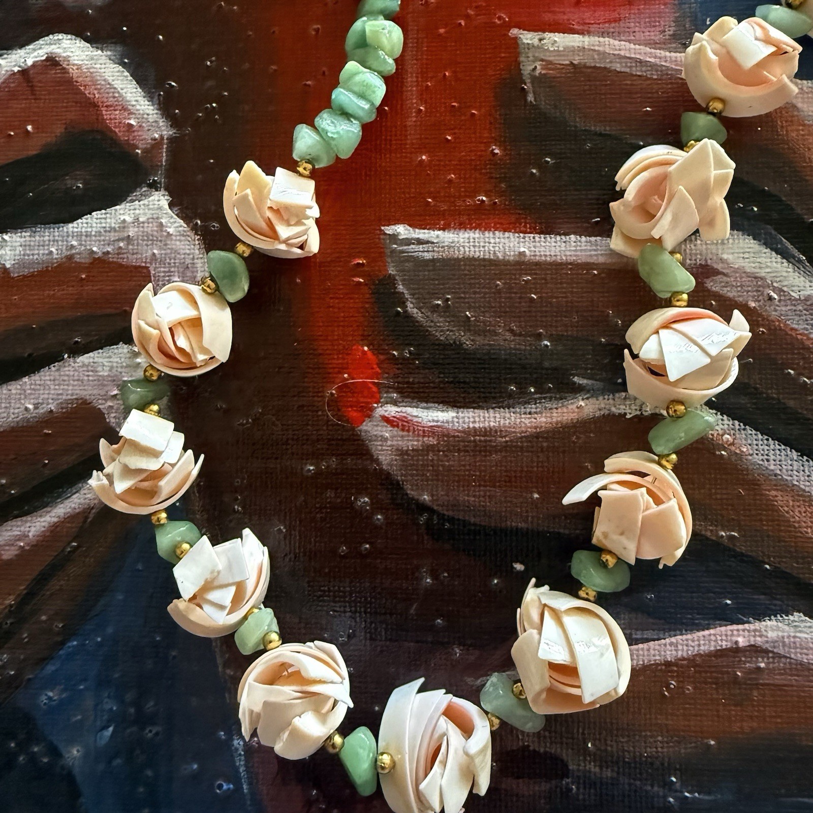 VTG Women’s Aventuri & Hand-Carved Pink Shell Flowers Statement Beaded Necklaces