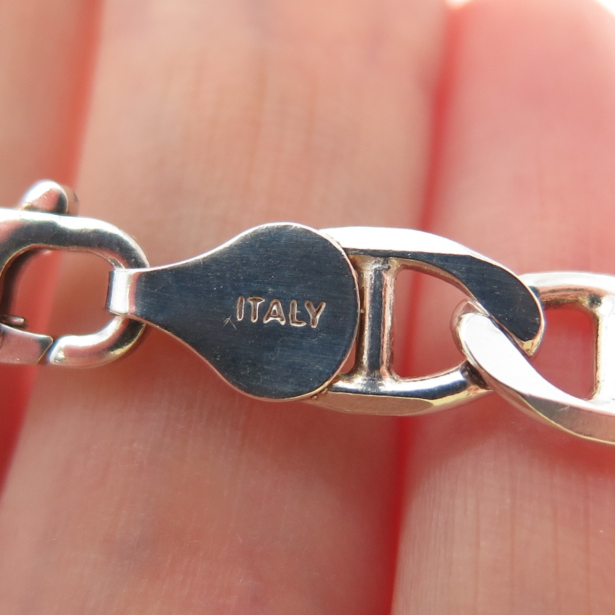 925 Sterling Silver Vintage Italy Anchor Mariner Chain Necklace 24″