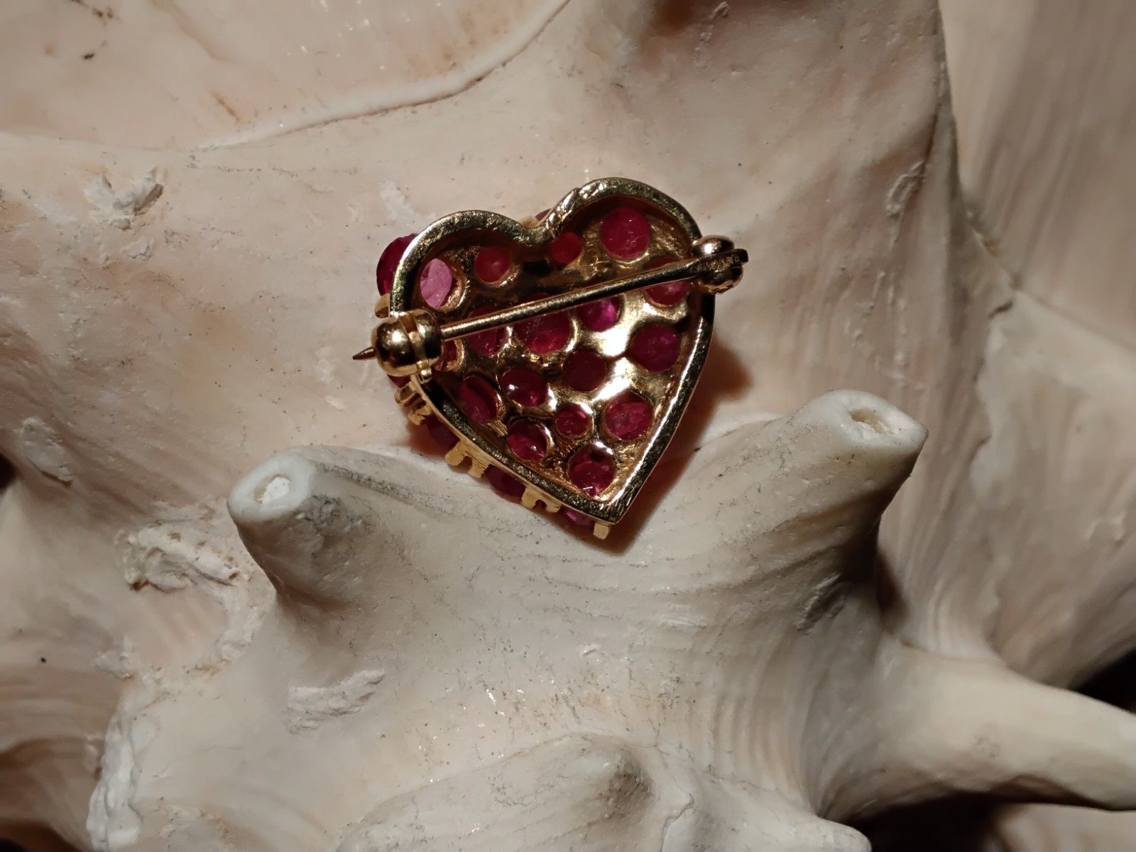 Ravishing Ruby ~ 12K Heart Pin
