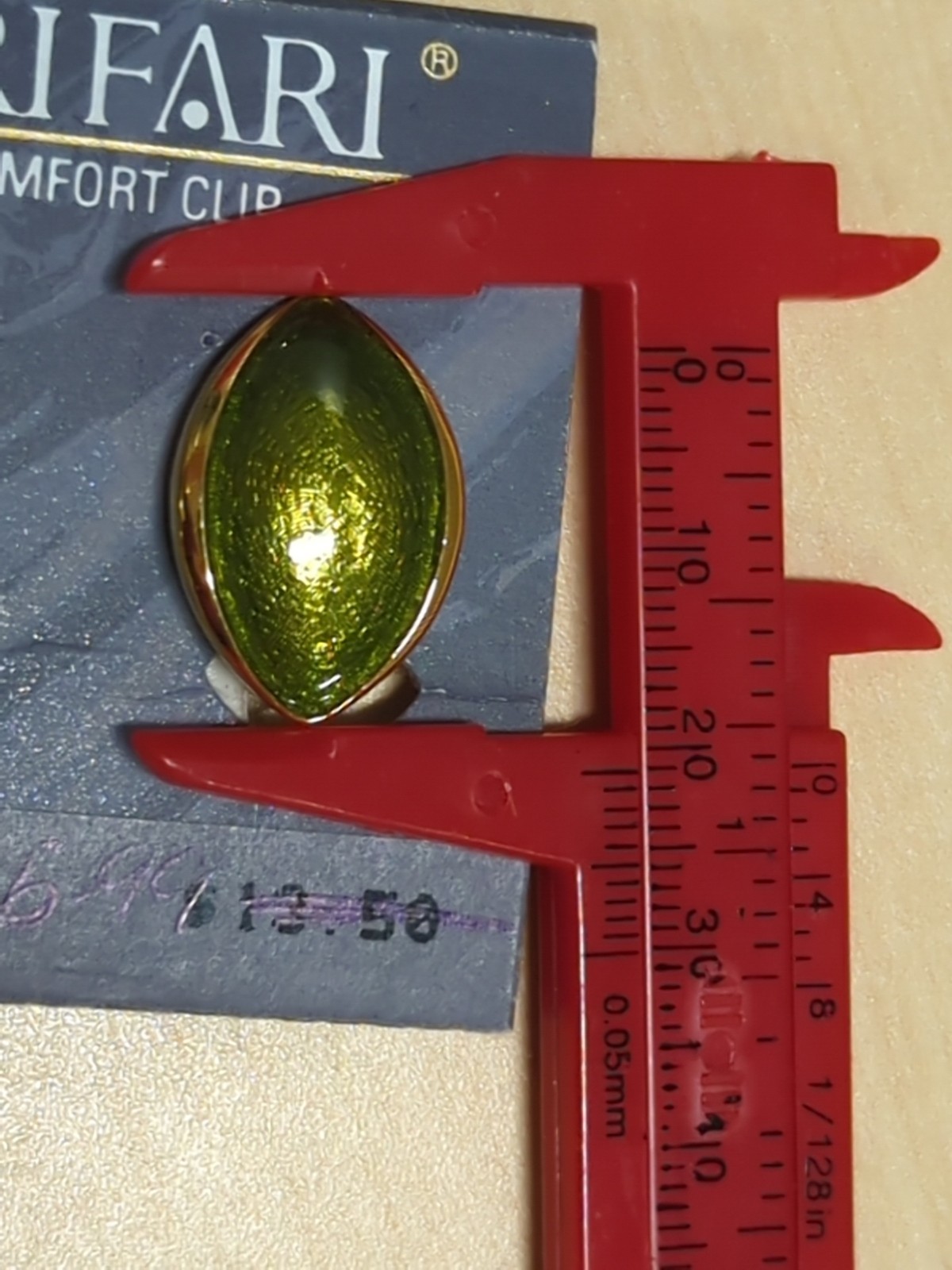 Vintage Trifari Comfort Clip Lime Green Enamel & Gold Oval Clip on Earrings NOS