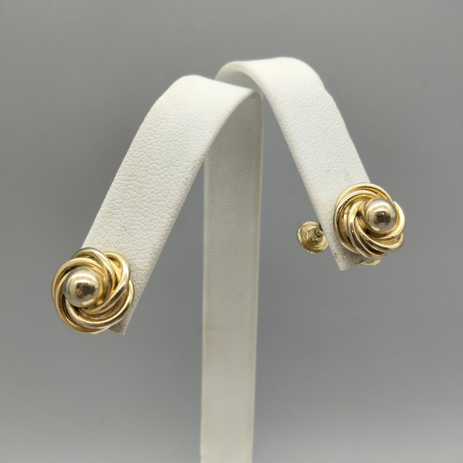 Love Knot Swirl Gold Tone Screw Back Earrings Star Signed Vintage Estate Dainty