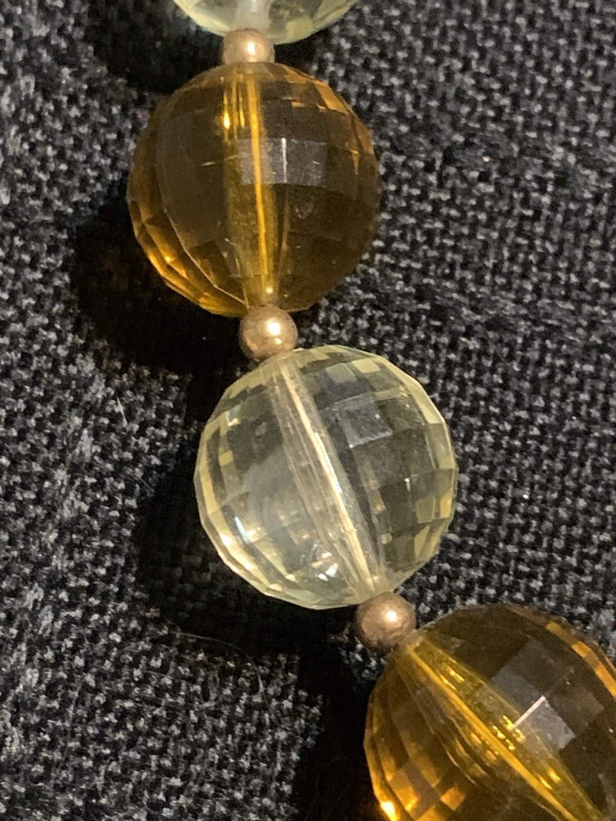Vintage Faceted Glass Beads Necklace Choker 16 Inches Unusual Closure Gold Tone