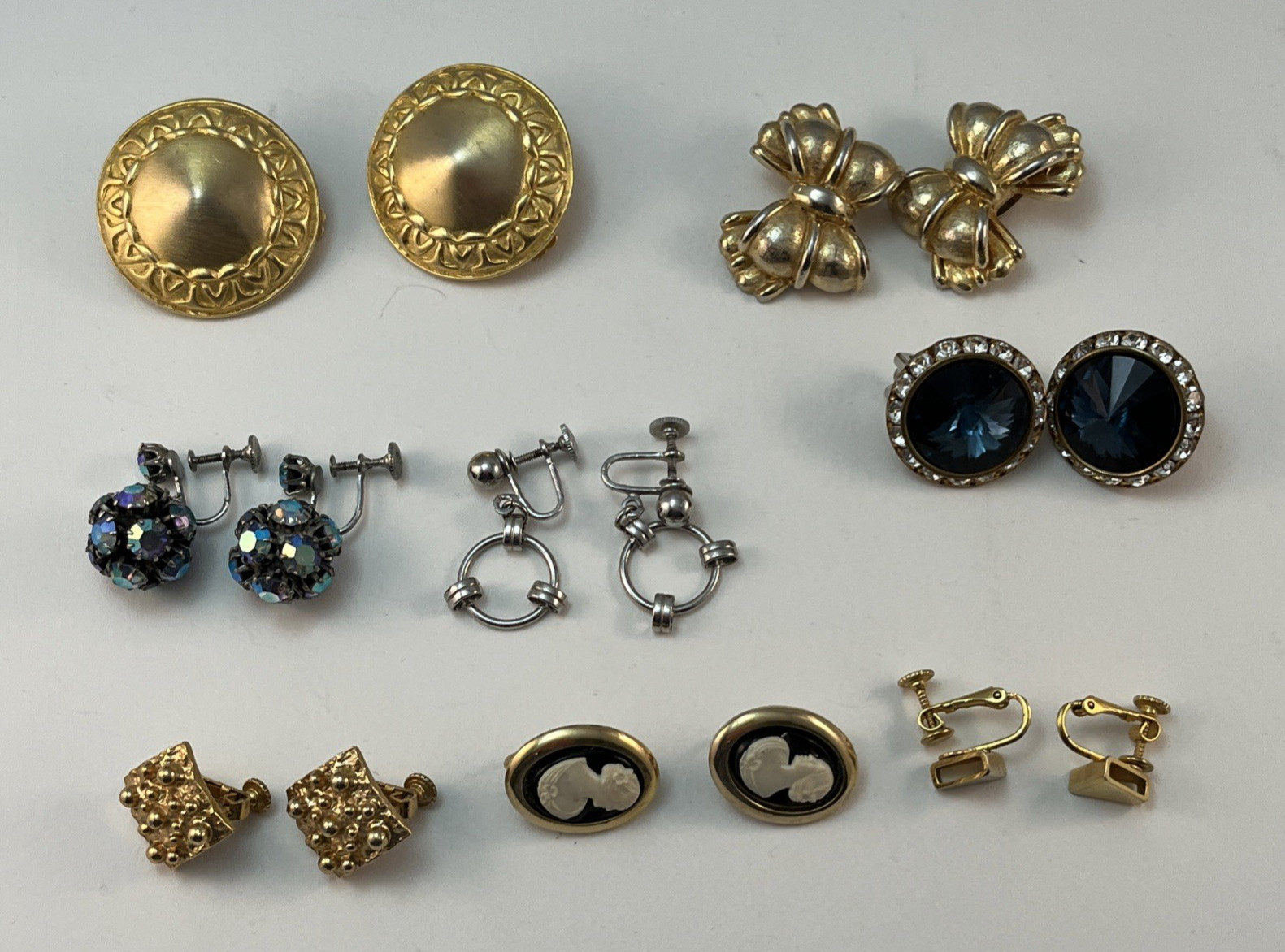 Vintage LOT of 8 Pair Clip-On Screwback Earrings Weiss Gay Boyer Napier Lazuli