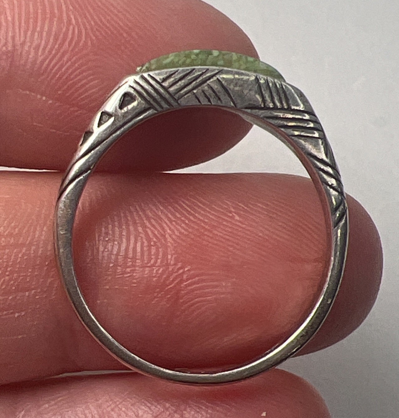 Carolyn Pollack 925 Sterling Silver Etch Green Turquoise Stack Ring Sz 8.5