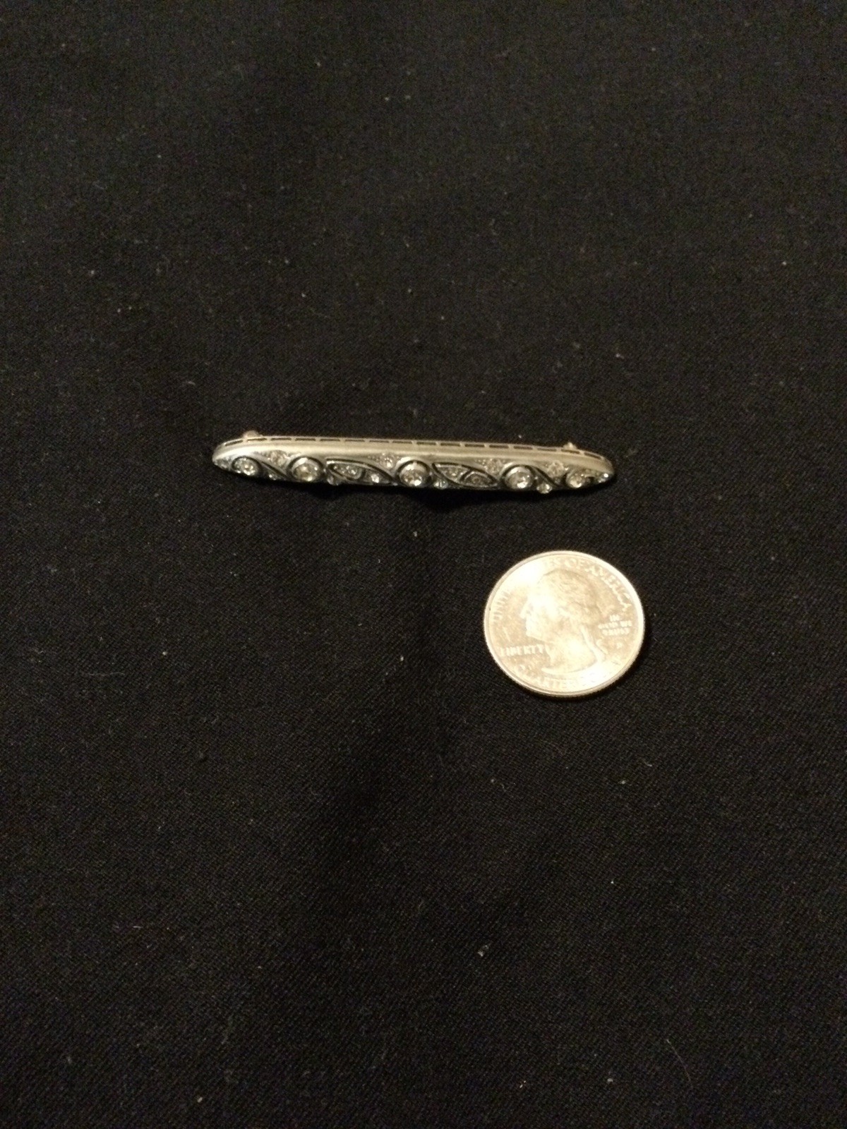 Vintage Silverite Art Deco Brooch with Rhinestones