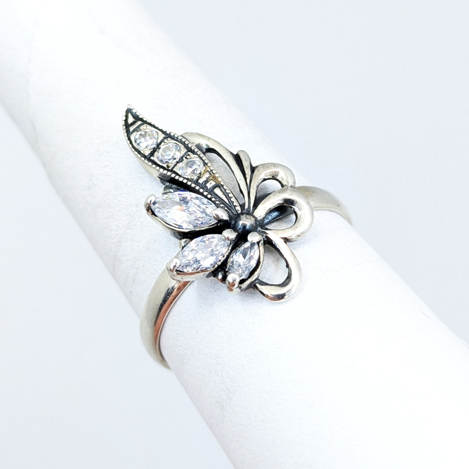 Vintage Luxury RING Silver 925 with Bright Stones-size: 9.5US(19.5mm) Ukraine#79
