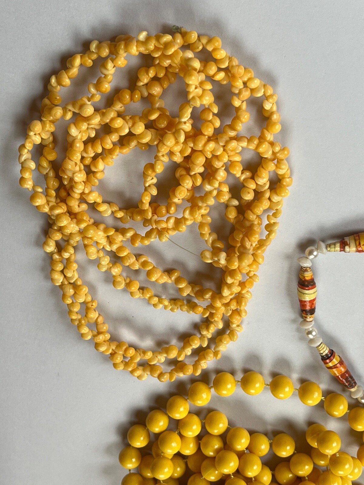 Vintage Lot of Solid Round Sunny Yellow Plastic & Tiny Faux Popcorn Plastic &