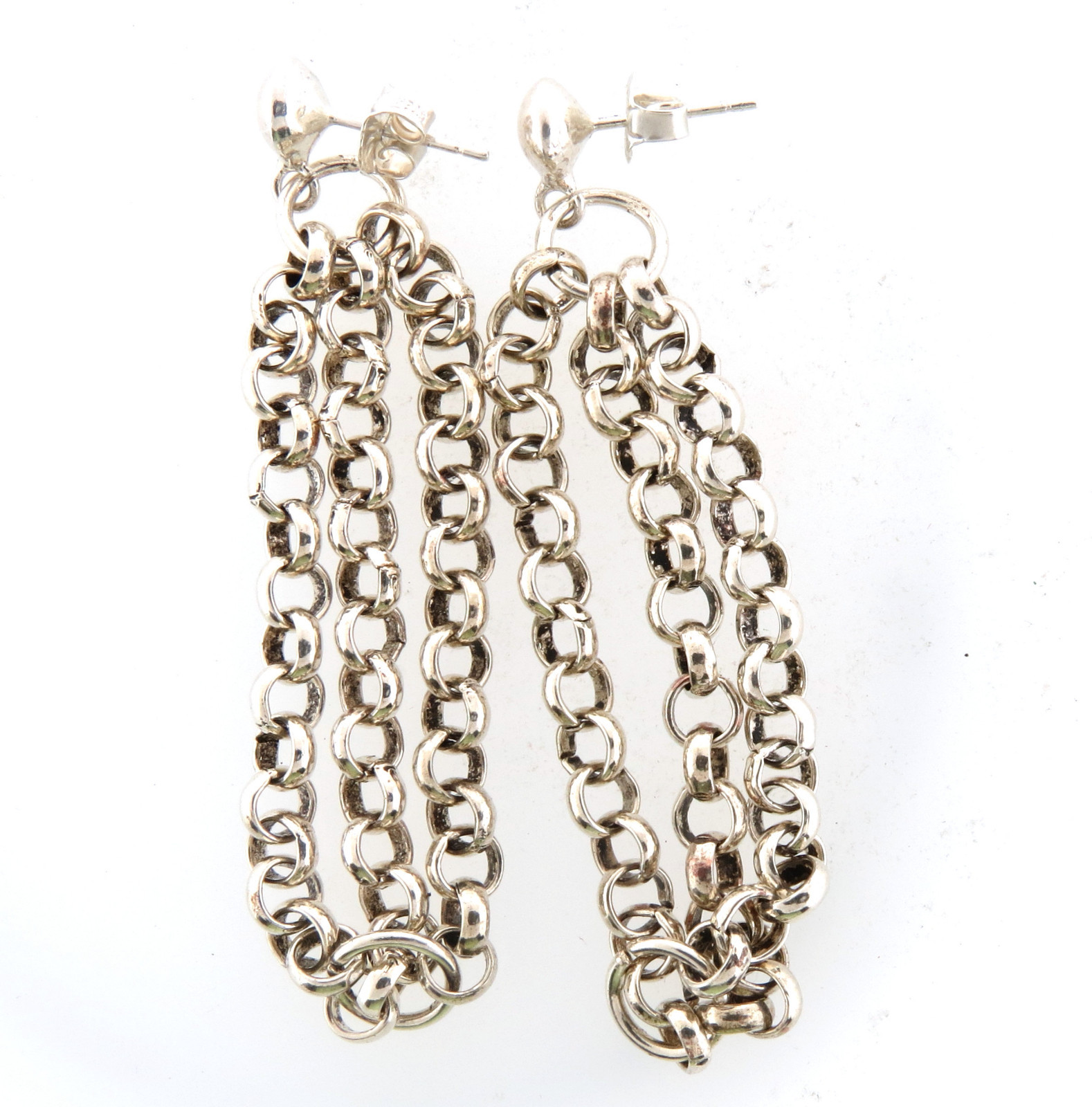 Sterling Silver Chain Dangle Earrings 2.5 inch