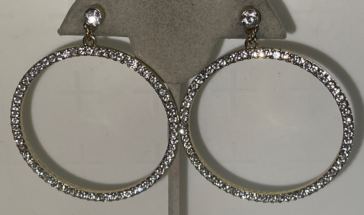 Vintage Signed SUGARFIX Gold Tone Rhinestone Pierced Earrings Z-30
