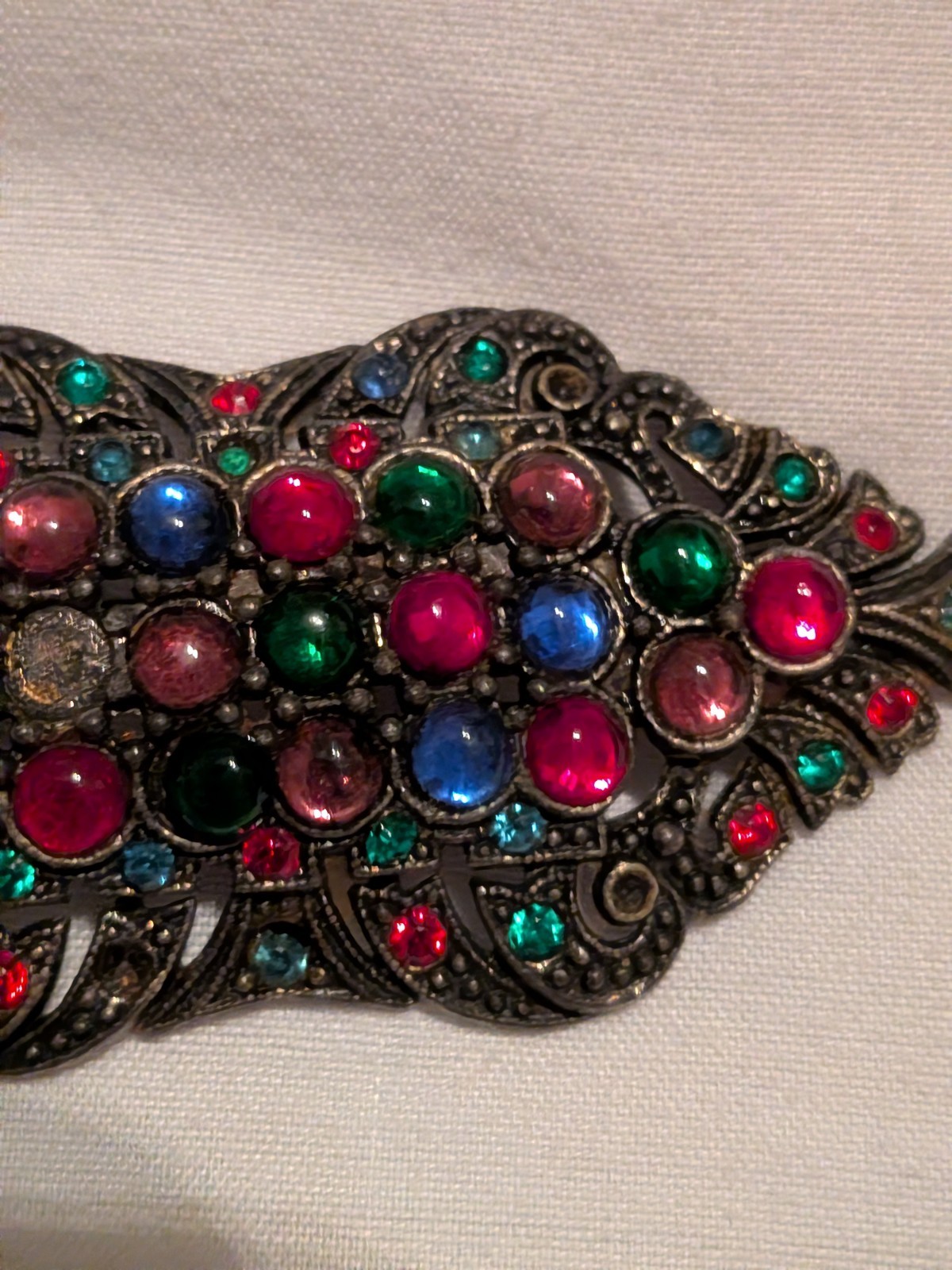 Vtg Art Deco Filigree Rhinestone Brooch Pin New England Glass Works