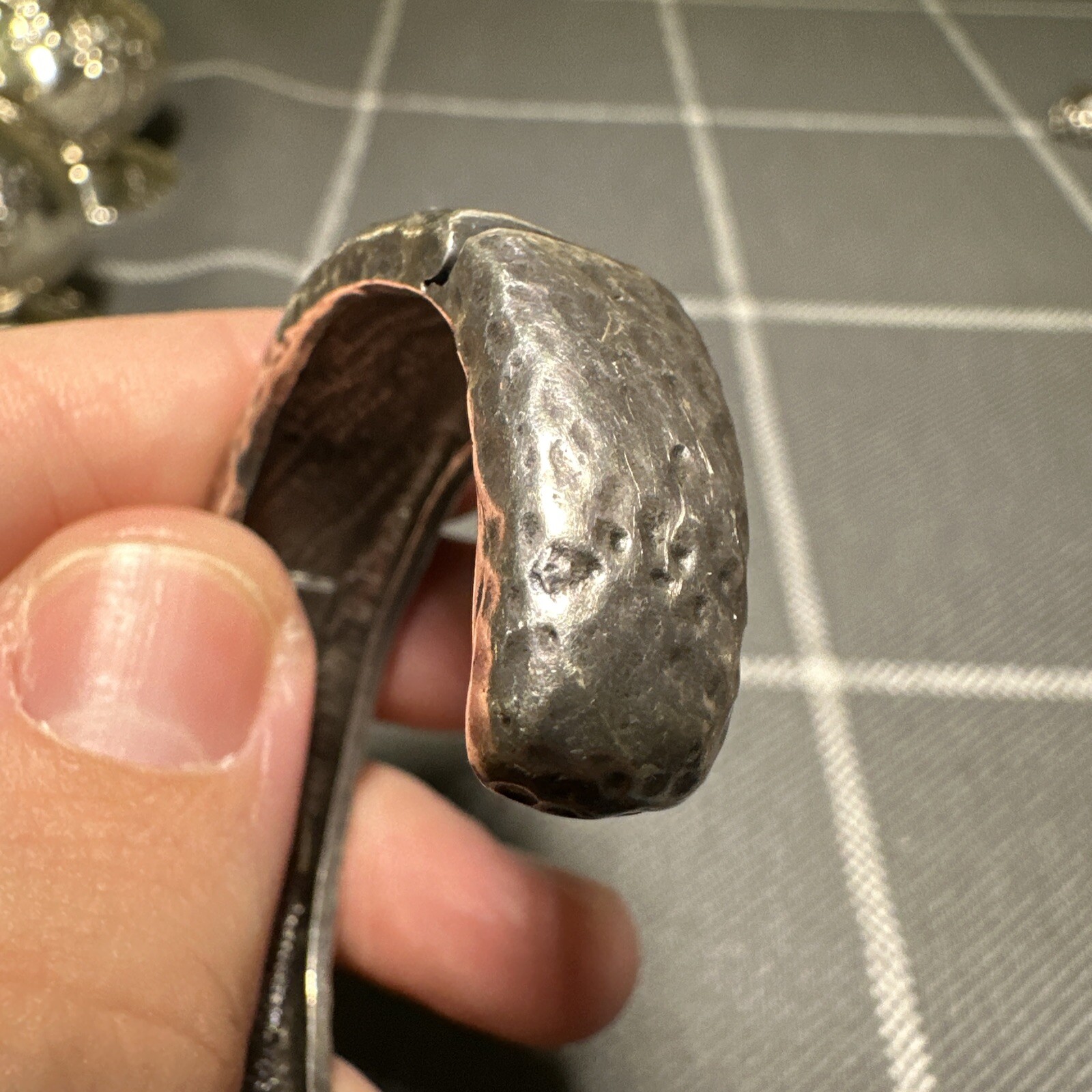 Vintage Dian Malouf 925 14k Hinged Small Cuff Bracelet Hammered