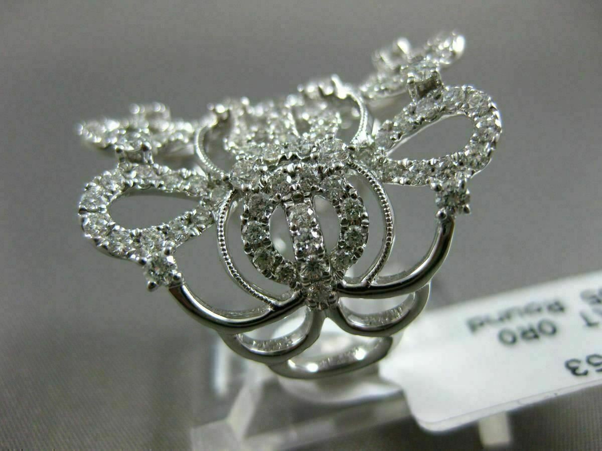 ESTATE EXTRA LARGE 1.53CT DIAMOND 18KT WHITE GOLD 3D OPEN CROWN TEAR DROP RING
