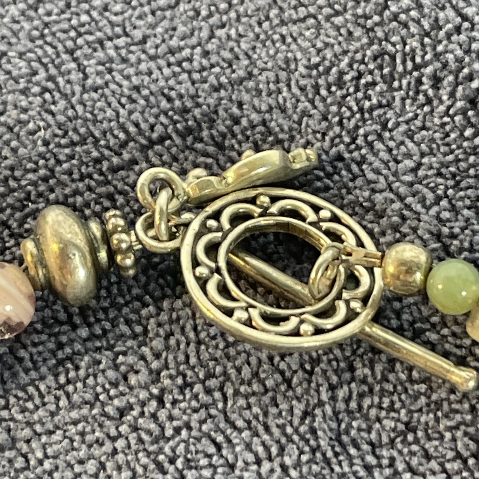 Vintage Sterling Silver Pastel Colors Beaded Bracelet Southwest Toggle Clasp 8″