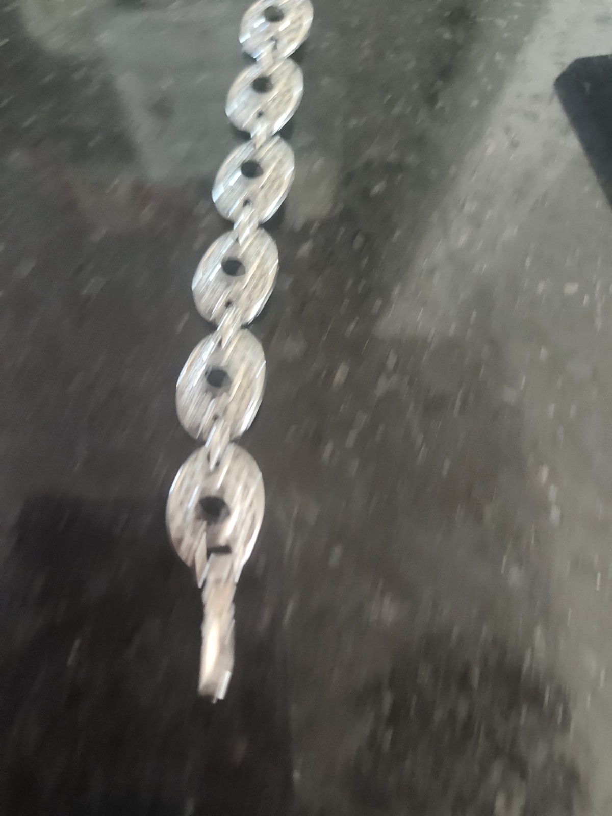 Vintage EMMONS Silver Tone Bracelet with Black Faceted Crystals 7 inches