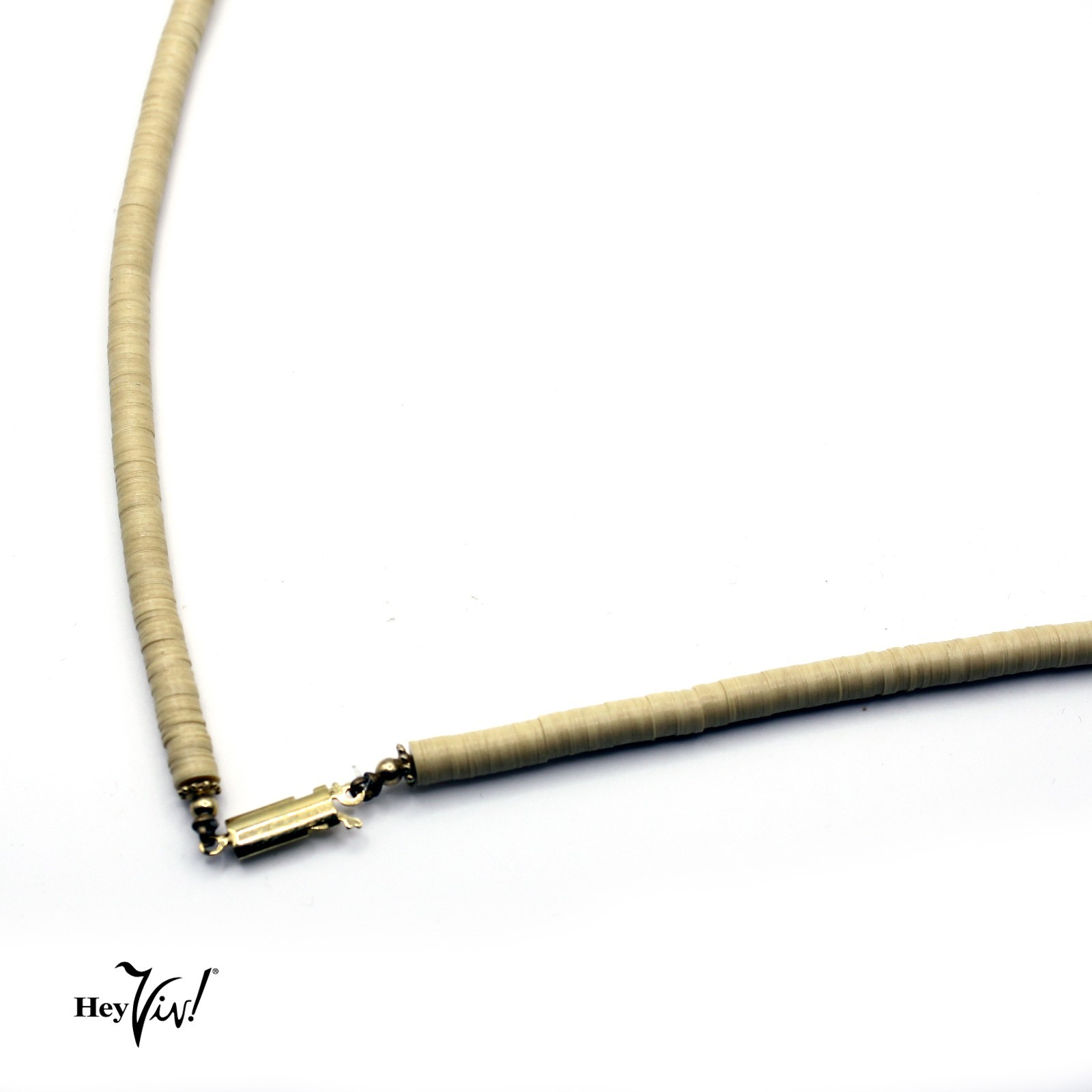 Vintage Statement Necklace Ivory and Gold Color Beads w Leaf Design 23″ -Hey Viv
