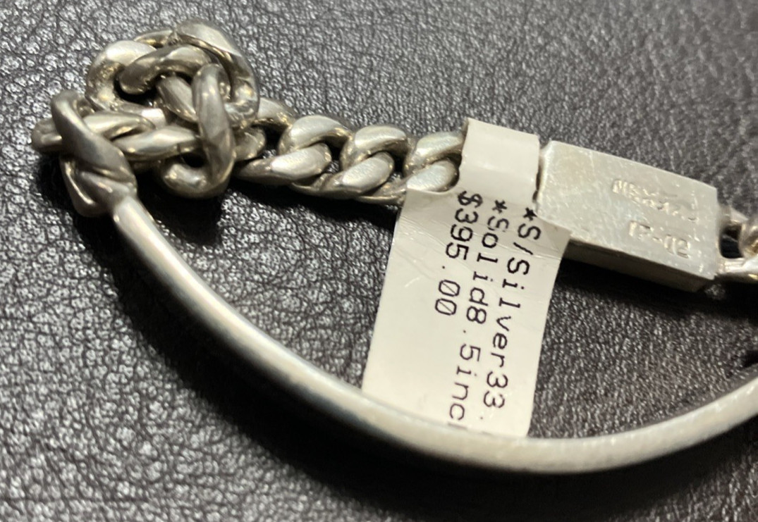 Mexico IF-02 Sterling Silver 925 Cuban ID Bracelet Solid 33 Grams 8.5 Inches