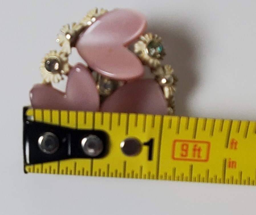 Vintage Necklace Earrings BSK Thermoset Pink Hearts Flowers Coquette Romantic