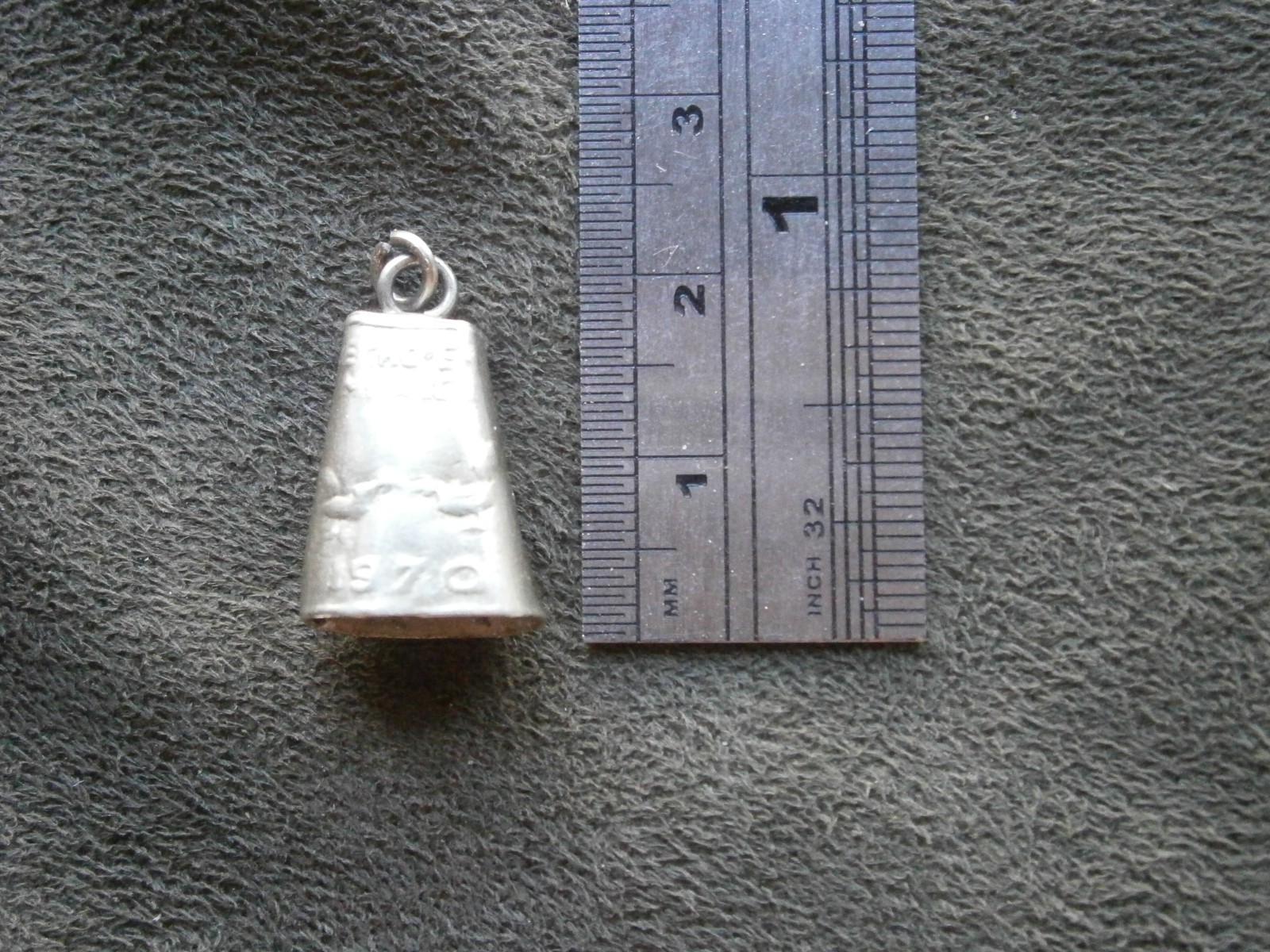 Sheep Cow Bell No Clapper Vintage Mexico Silvertone Bracelet Charm Pendant 1.5g