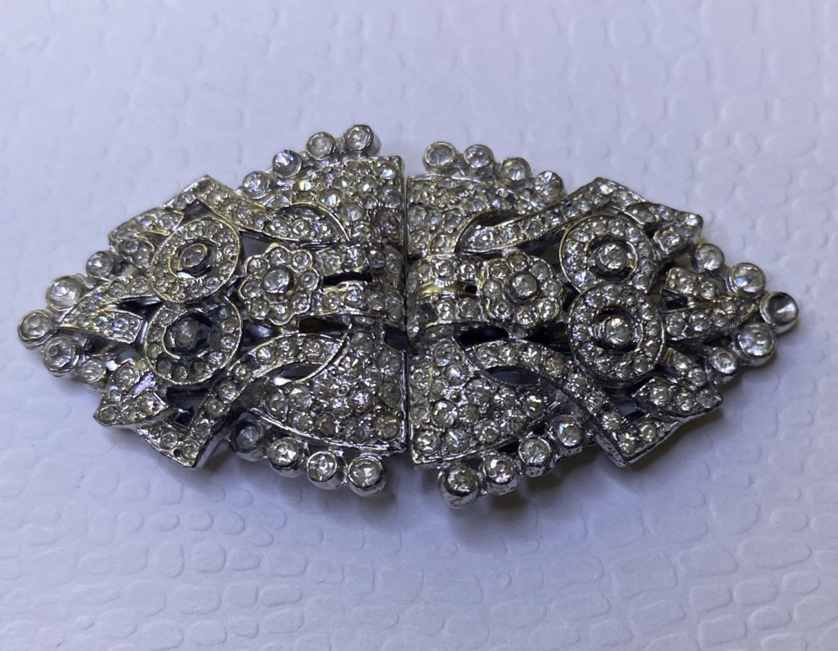 Vintage Art Deco CLIP MATES Patented Rhinestone Dress Coat Trifari