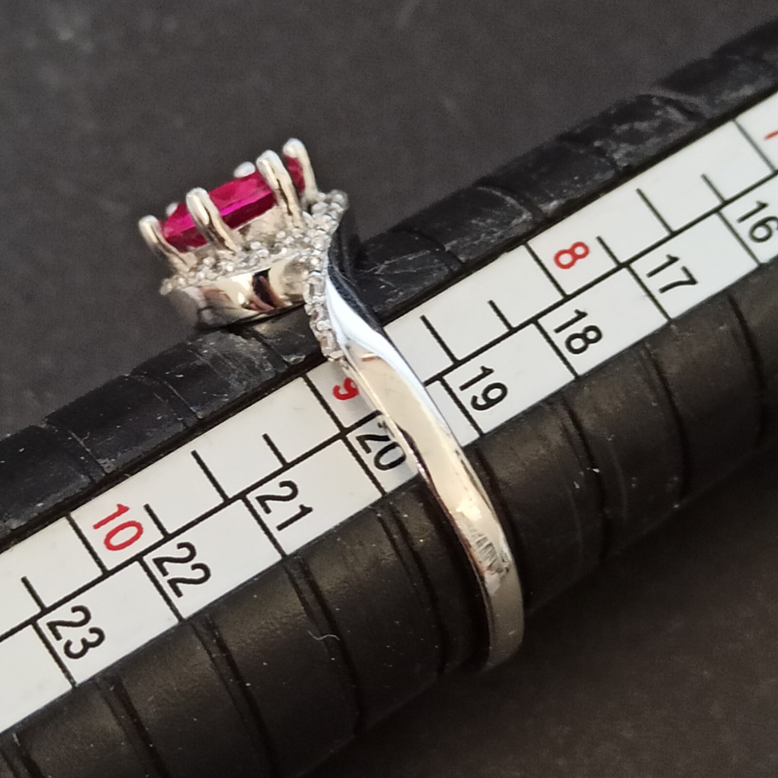 Sterling Silver Ruby Ring Bright Fuchsia Pink Tested 925 Feminine Classic Gift