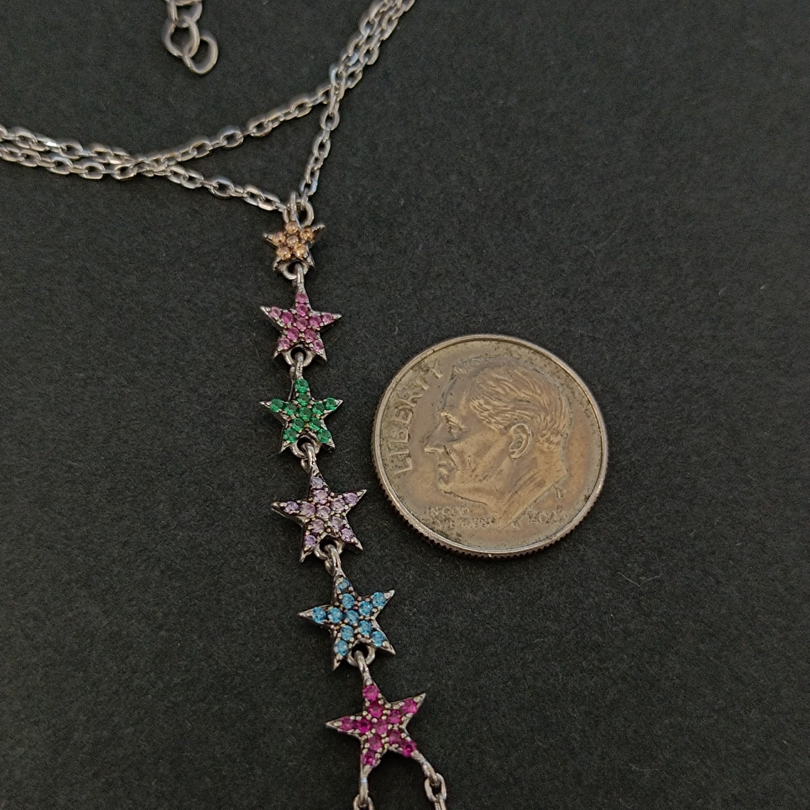 Hand Chain Bracelet Sterling Silver Slave Bracelet Ring Connected Stars Crystals