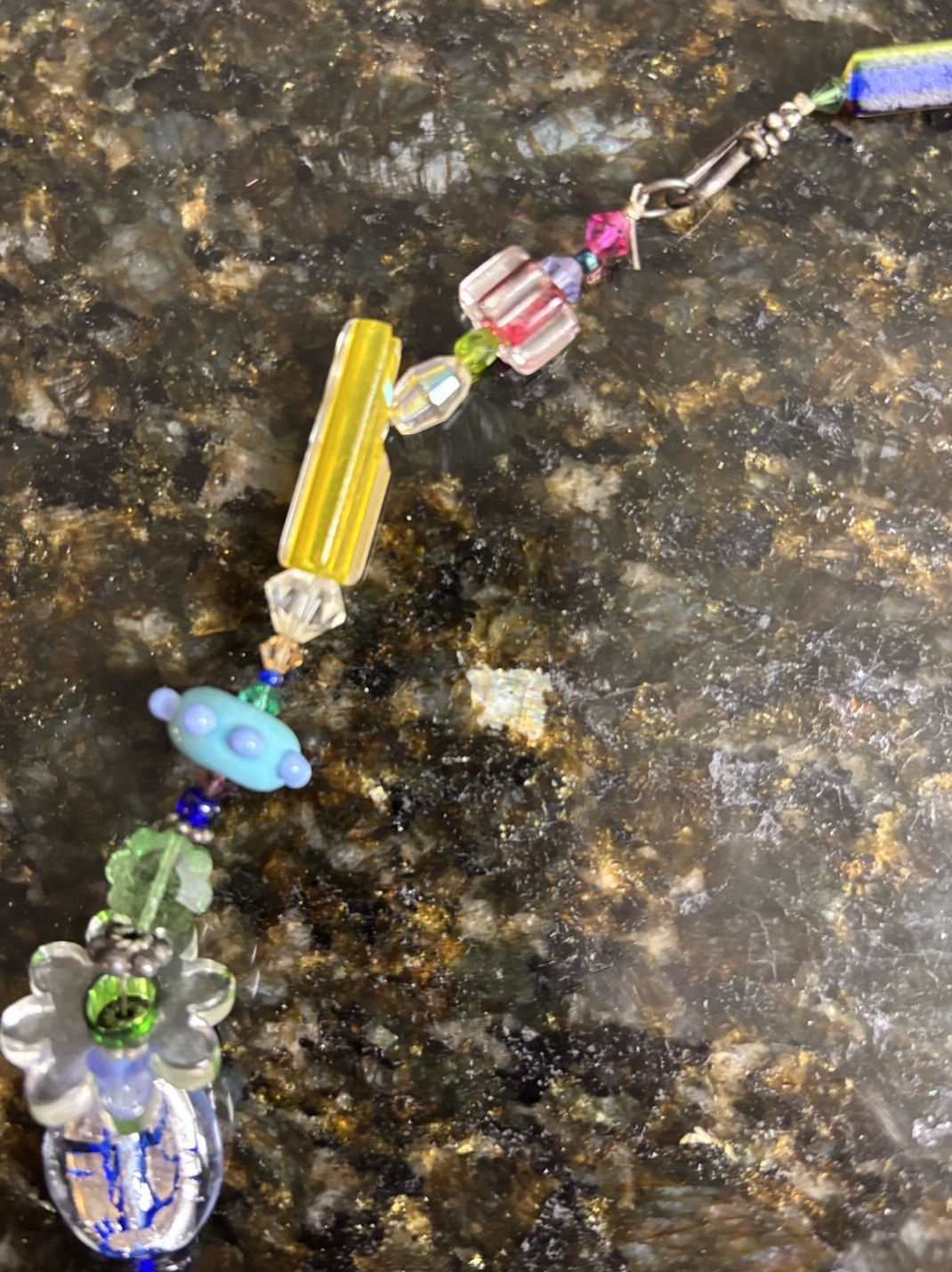 Vtg Italian Venetian Murano Art Glass Bead Necklace Different Shapes & Colors
