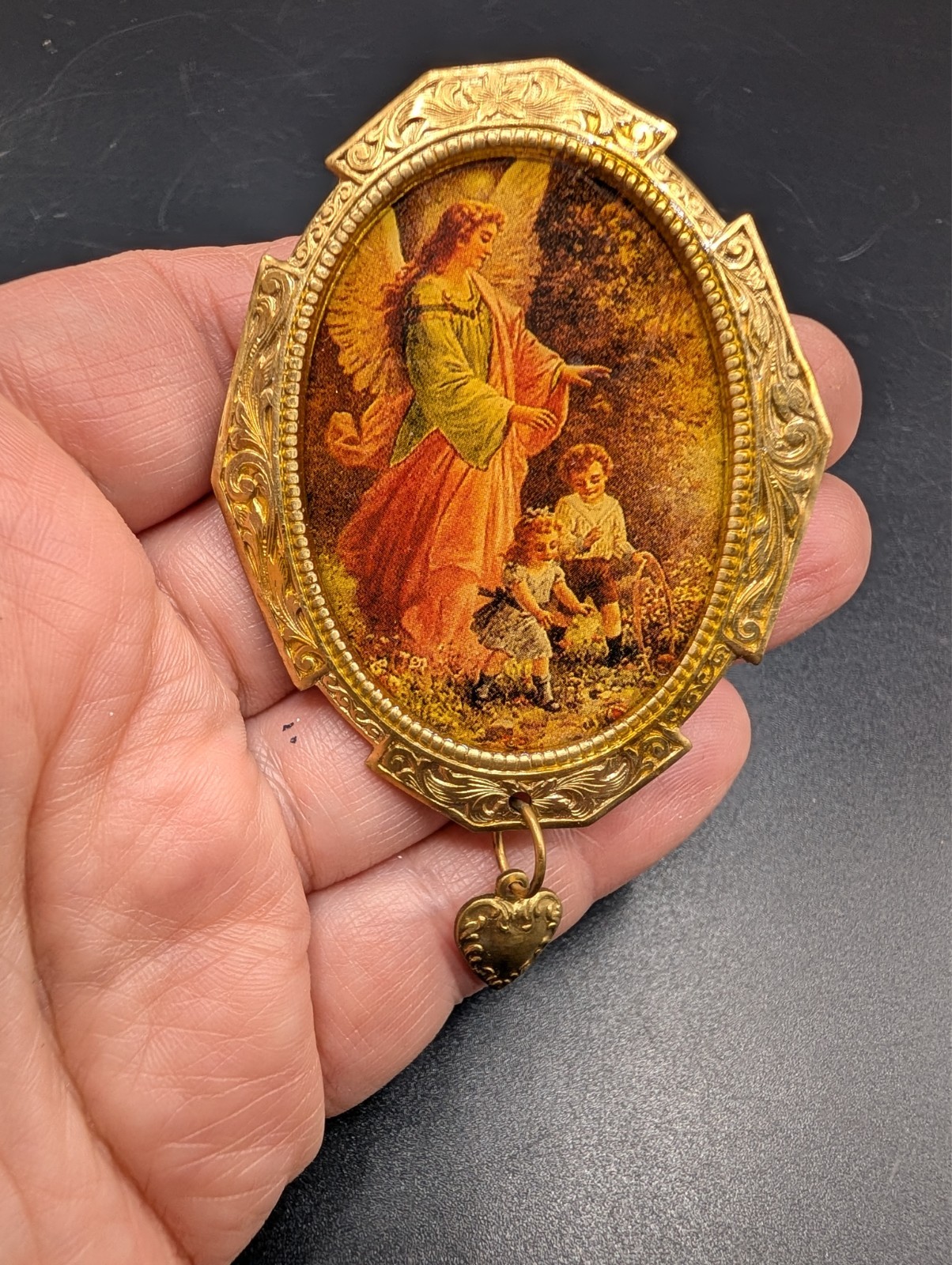Vintage-Style Handcrafted Guardian Angel Brooch/Pin