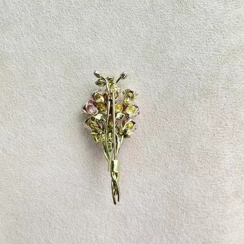 Vintage Pink Flower Pin Brooch Pink Rose Pin For Women Corsage Jewelry Gift
