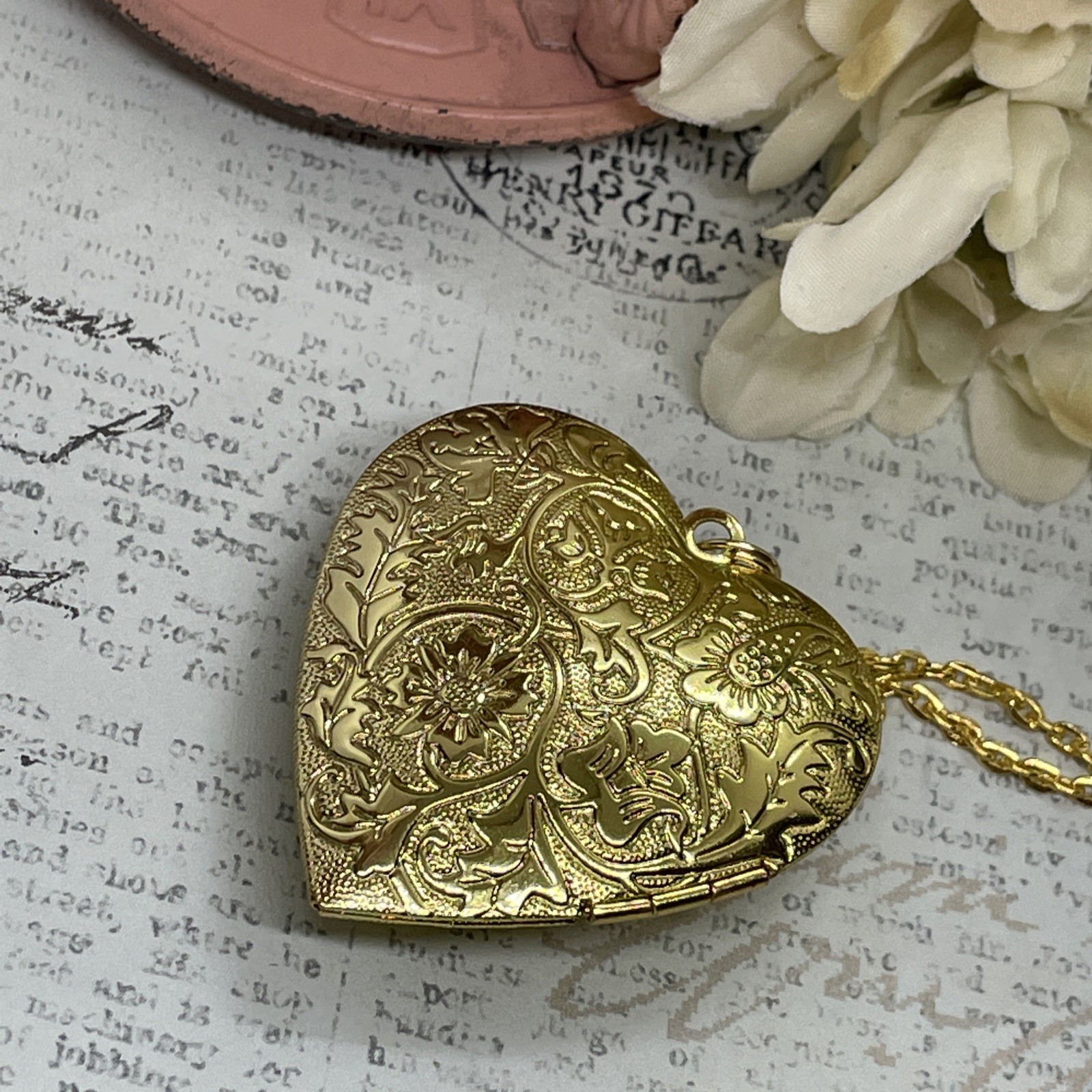 Gold Heart Locket Photo Harlequin Opal New Birthday Anniversary Wedding Necklace