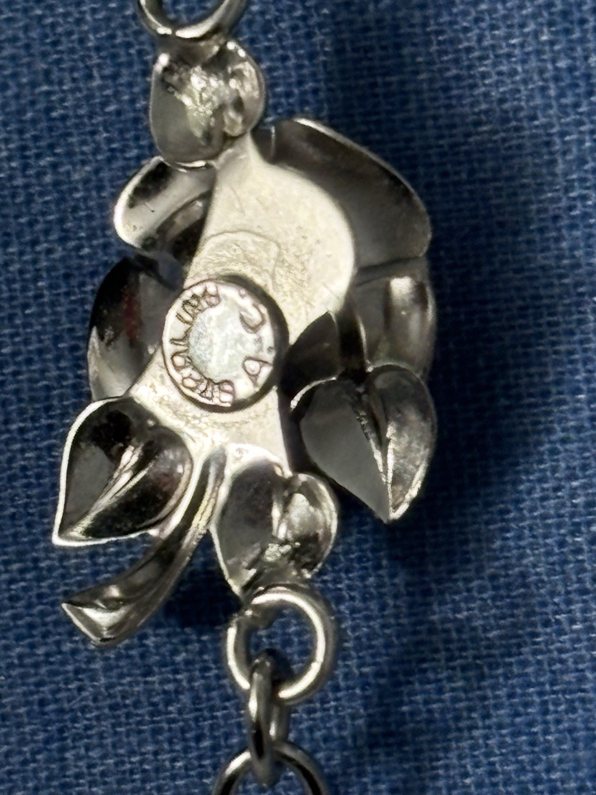 Vintage Sterling Silver Flowers Bracelet Six Roses Signed AC Estate 12g 6.8”