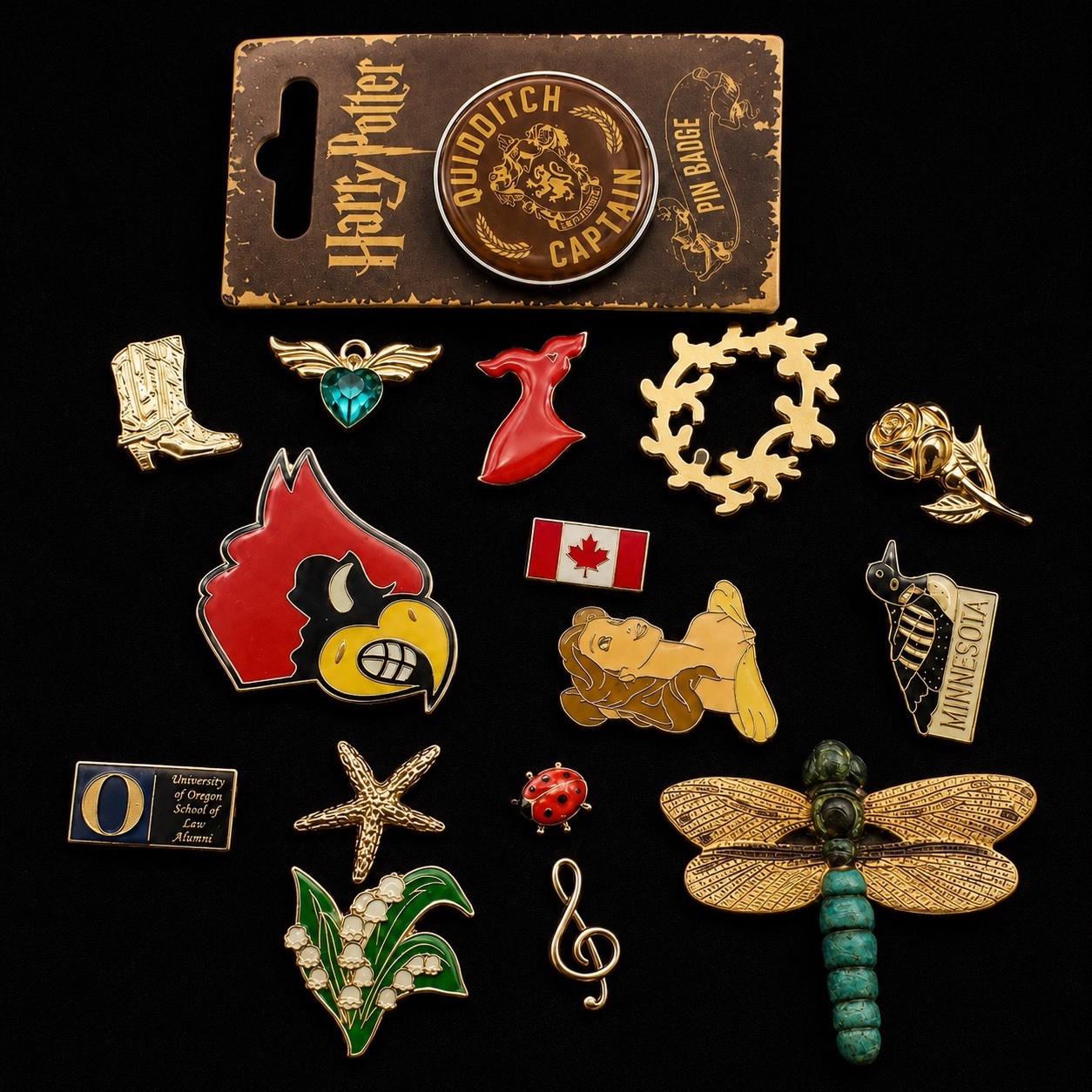 Vintage Enamel Pin Lot 15 Disney Harry Potter Dragonfly Ladybug Collectibles