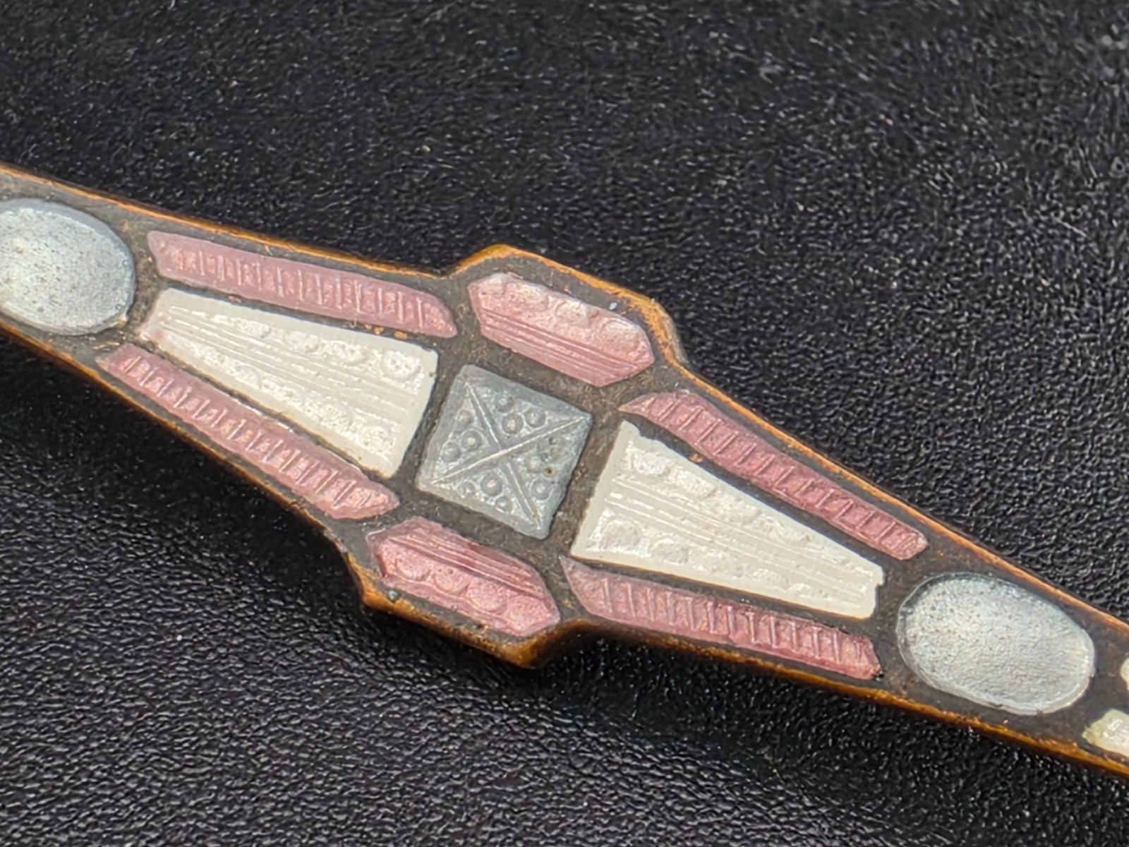 🤤Antique Art Deco Purple Blue Guilloche Enamel 2.25″ Bar Brooch Pin