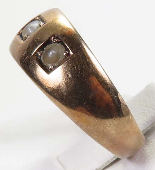 Victorian Seed Pearl Wedding Right Hand Ring 13K Rose Gold Size 7 UK-N1/2