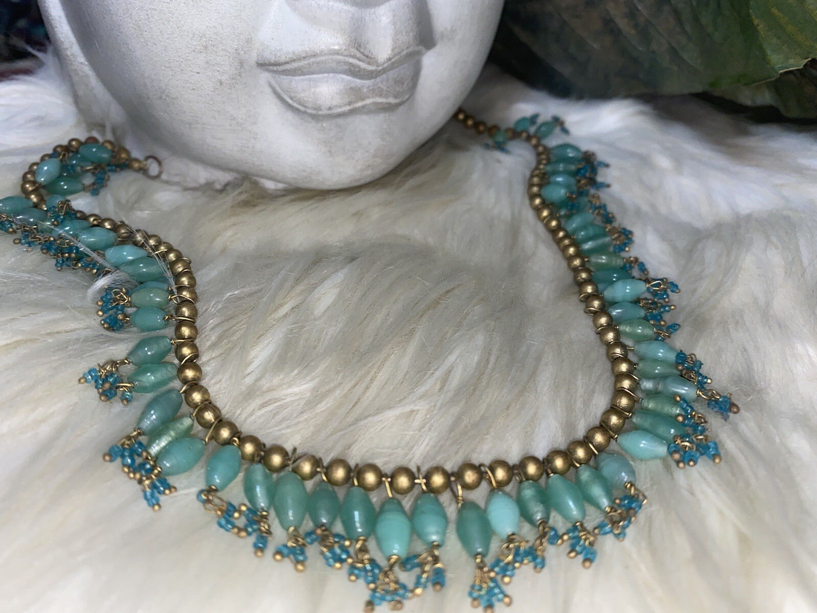 Louis Rousselet Confirmed Deco Art Nouveau Influence Glass Necklace!! B1