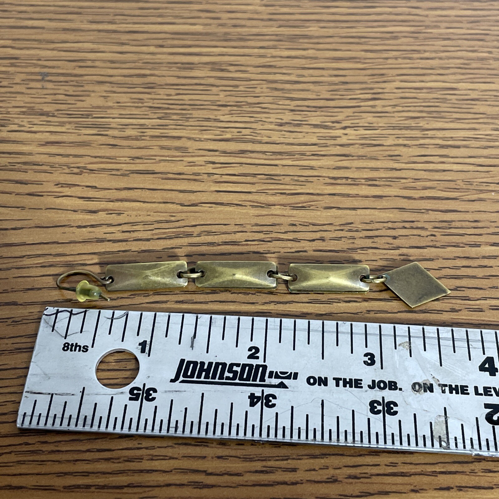 2 Pairs Brass Earrings Vintage Dangle Hook Triangle And Chain