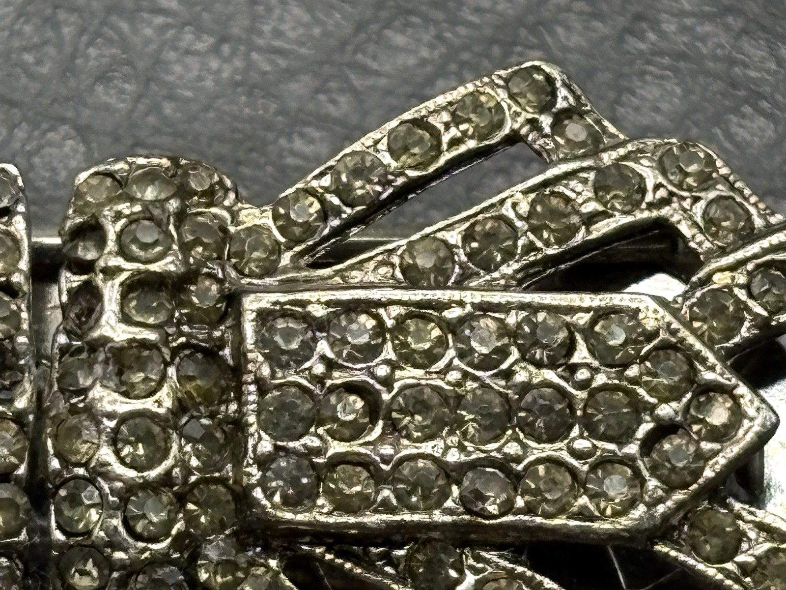 Vintage Art Deco Bow Rhinestone Duette Brooch Pin Convertible Dress Clips READ