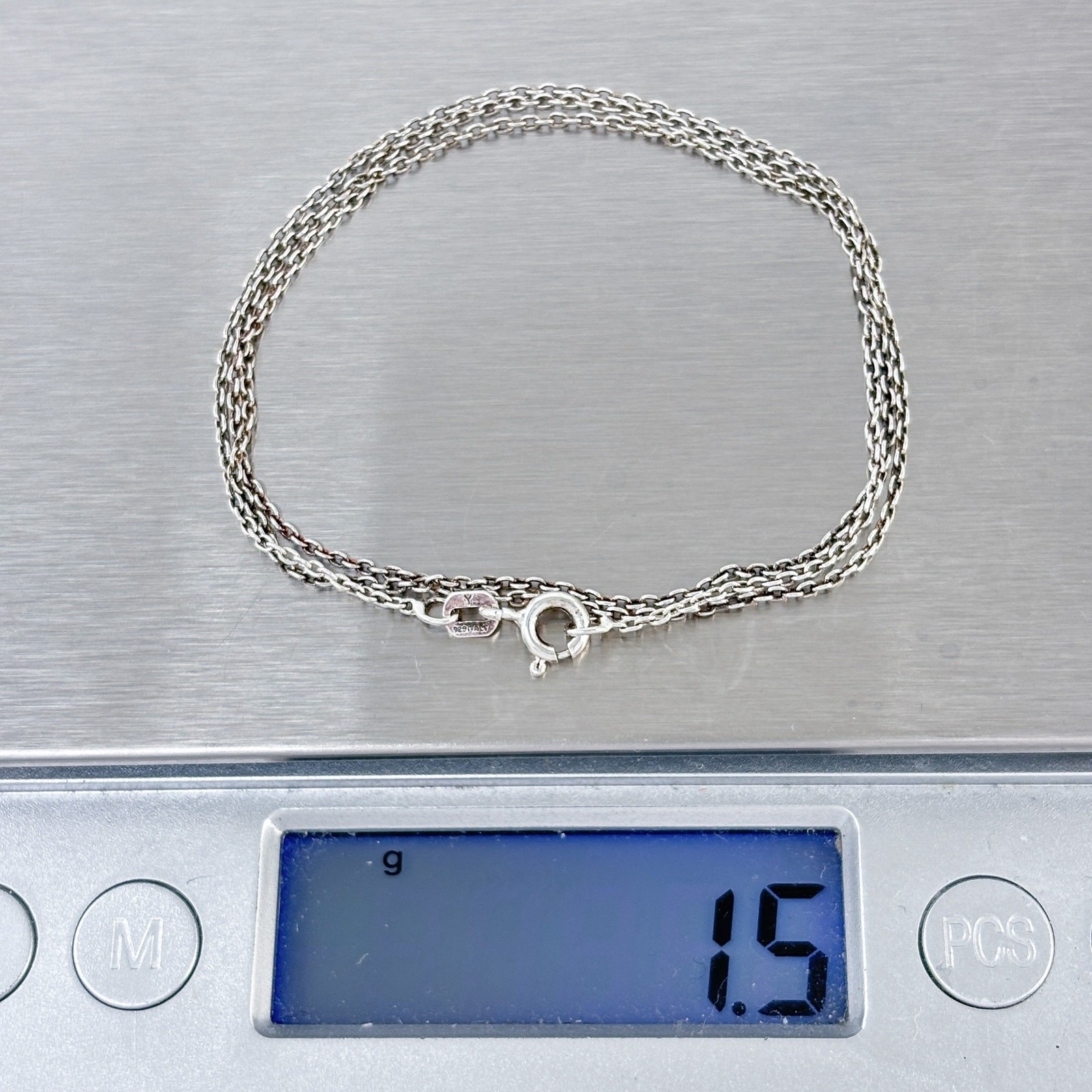 Vintage Italy Sterling Silver 925 1.0mm Cable Link Chain Necklace 18″