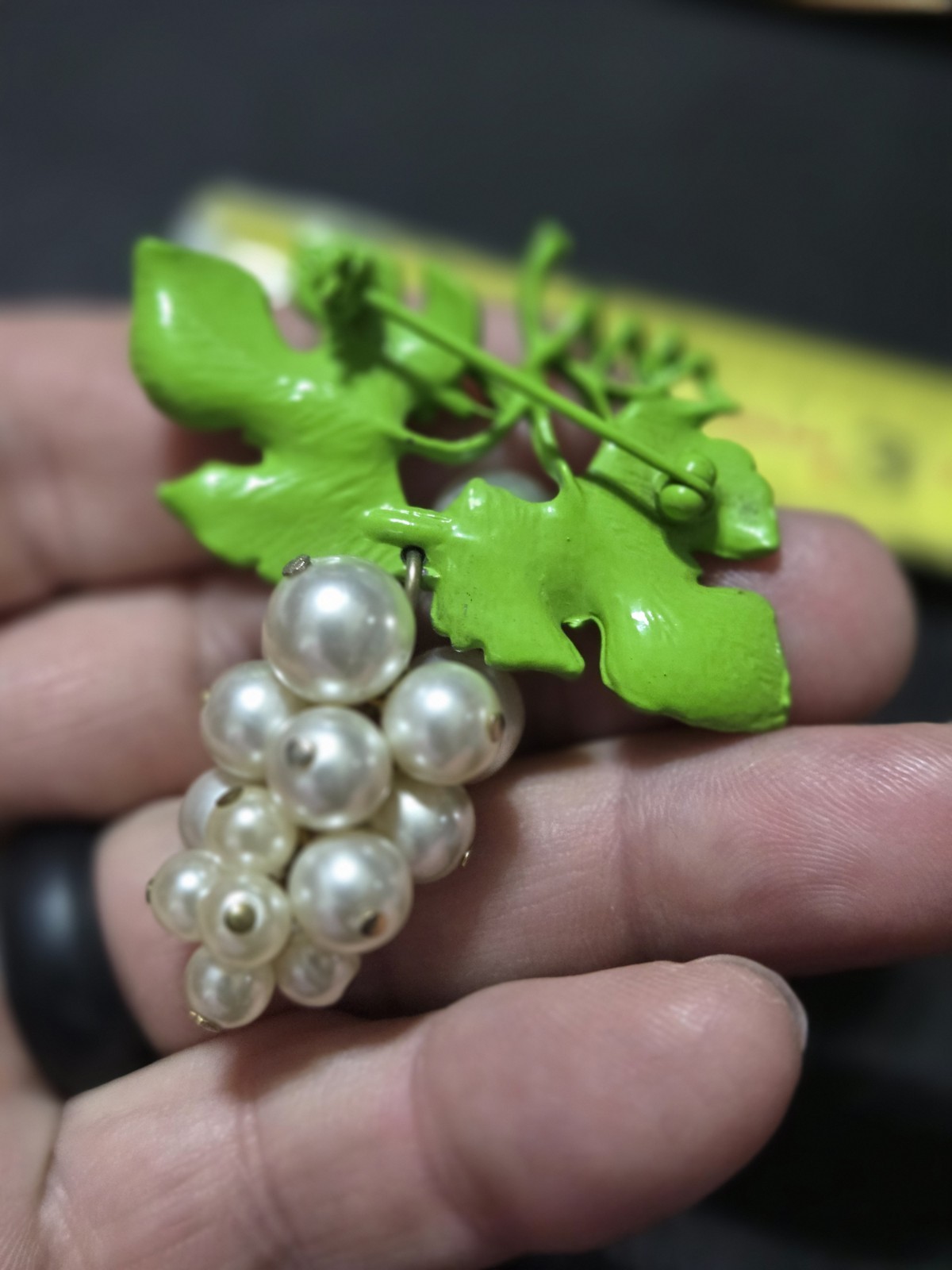 Grape Cluster Pin Brooch Green Leaf Pin NWT Floral Pin Vtg