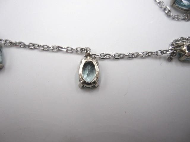 14K White Gold & Swiss Blue Topaz Drop Station Necklace 16″-18″ by Royal Chain